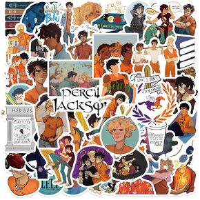ملصقات بيرسي جاكسون | 50 قطعة من ملصقات الفينيل المقاومة للماء لديكور بضائع بيرسي جاكسون لأجهزة الكمبيوتر المحمول ولوح التزلج وزجاجات المياه - هدايا بيرسي جاكسون للأطفال والمراهقين والبالغين in Kuwait