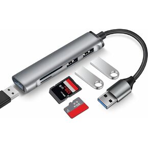 موزع USB ، موسع 5 في 1 منفذ USB ، منفذ USB 3.0 منفذ متعدد المنافذ ، موزع USB مع قارئ بطاقات SD/TF ، قاعدة شحن USB للكمبيوتر المحمول ، الكمبيوتر ، ماك بوك ، الألومنيوم in Kuwait
