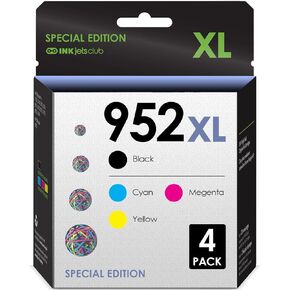 INKjetsclub 4 Pack Compatible Replacement for 952XL. Works with Officejet Pro 8210 8216 8710 8715 8702 8210 7720 7740 8720 8730 Printes. 4 Pack (Black, Cyan, Magenta, Yellow) in Kuwait