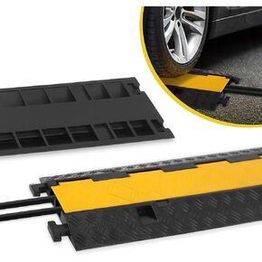 Durable Cable Ramp Protective Cover - 2,000 lbs Max Heavy Duty Hose & Cable Track Protector w/ Flip-open Top Cover & 2 Channel Groove Design - Cable Concealer for Outdoor & Indoor Use - Pyle PCBLCO26 in Saudi Arabia
