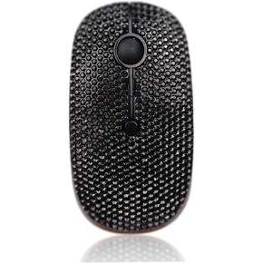 WONGS Bling Austrian Pink Crystal Rhinestone Wireless Mouse, Slim Silent 2.4G Portable Mobile Optical Mice, 3 Adjustable DPI Levels for Notebook, PC, Laptop, Computer, MacBook - Red