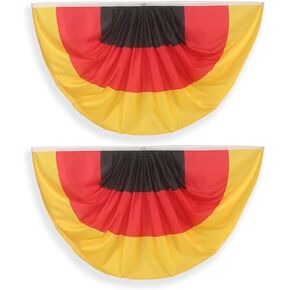 Germany German Pleated Fan Flag Bunting 3 x 6 Ft Germany Pleated 2 Pcs Fan Flag Banner Indoor/Outdoor/Front Porch Decorations, Germany Half Fan Flag Patriotic Holiday decorations, Celebrations. in Kuwait