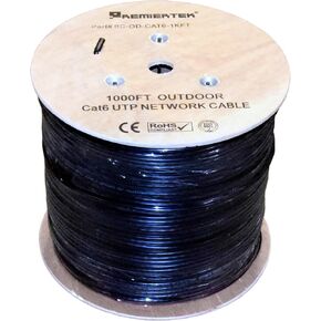 Premiertek.net - BC-OD-CAT6-1KFT - Premiertek CAT6 خارجي UTP 1000FT نحاس - كابل شبكات من فئة 1000 قدم من أجل أجهزة الشبكة، لوحة ربط - سلك مجوف - 125 ميغا بايت/ثانية - أسود - عبوة واحدة in Kuwait