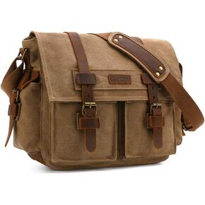 حقيبة كتف من الجلد من القماش الكتاني من Kattee حقيبة كتف كلاسيكية DSLR SLR Messenger in Saudi Arabia