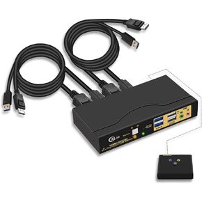 CKLau 4 Port 450MHz USB Auto VGA KVM Switch with Audio and Cables, Monitor Switch for Multiple Computers Support Windows, Linux, Mac, Debian, Ubuntu, Fedora, Raspbian, Ubuntu