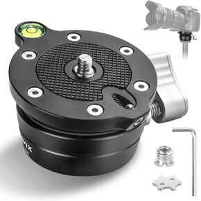 قاعدة تسوية ثلاثية القوائم (50 ملم) مع برغي 1/4 بوصة وفتحة لولبية 3/8 بوصة لكاميرات الفيديو Canon Nikon Sony DSLR، تدعم إمالة 12 درجة لأعلى/لأسفل in Kuwait