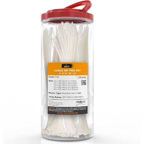ALBO Zip Ties Assorted Sizes 400 Pack Plastic Cable Ties 6+8+10+12 inch Wire Tie UV Resistant Nylon Tie Wraps Assorted Sizes