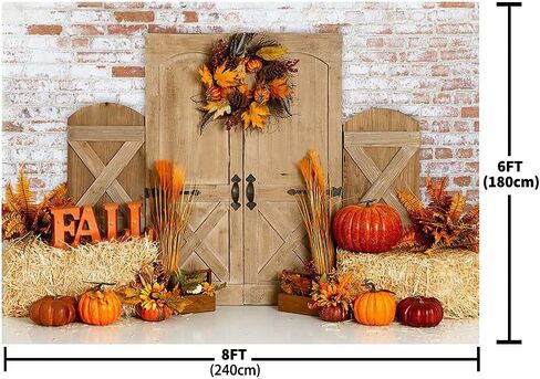 MEHOFOND الخريف عيد الهالوين عيد الشكر التصوير خلفية سقوط الحظيرة ريفي باب خشبي الحصاد خلفية القرع القيقب استحمام الطفل ديكور صورة خلفية الصورة كشك الصور استوديو 10x7ft in Kuwait