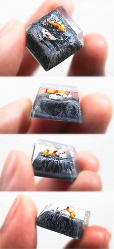 MECHKYP غطاء مفتاح مصنوع يدويًا من الراتنج بإضاءة خلفية من Koi Fish R4/Esc Artisan Keycap لامع من خلال غطاء مفتاح شفاف ملف تعريف OEM للوحة المفاتيح الميكانيكية للألعاب Cherry MX استبدال DIY (وردي-برتقالي) in Kuwait