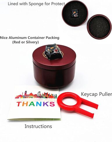 MECHKYP غطاء مفتاح مصنوع يدويًا من الراتنج بإضاءة خلفية من Koi Fish R4/Esc Artisan Keycap لامع من خلال غطاء مفتاح شفاف ملف تعريف OEM للوحة المفاتيح الميكانيكية للألعاب Cherry MX استبدال DIY (وردي-برتقالي) in Kuwait
