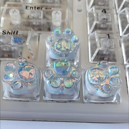 Cat Claw Keycap Backlight Key Cap Cute Resin Keycap ESC Keycaps Replacement for Cherry MX Switch Mechanical Keyboard DIY Decoration (Transparent) in Saudi Arabia
