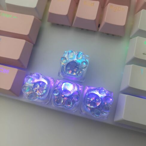 Cat Claw Keycap Backlight Key Cap Cute Resin Keycap ESC Keycaps Replacement for Cherry MX Switch Mechanical Keyboard DIY Decoration (Transparent) in Saudi Arabia