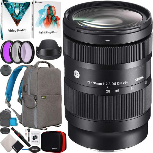 سيجما 28-70 مم F2.8 DG DN عدسة تكبير عصرية للهيكل الكامل من سوني E-Mount الكاميرات غير العاكسة حزمة 592965 مع حقيبة ظهر ديكو جير التصوير الفوتوغرافي + مجموعة فلتر + برنامج فيديو وإكسسوارات in Kuwait