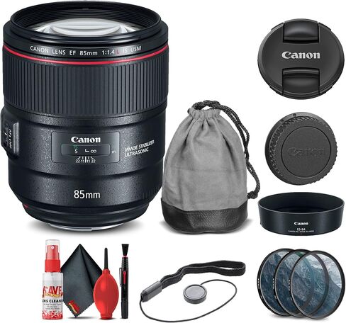 Canon EF 85mm f/1.4L is USM Lens (2271C002) with Filter Kit, Cap Keeper, and Cleaning Set (Renewed) in Saudi Arabia