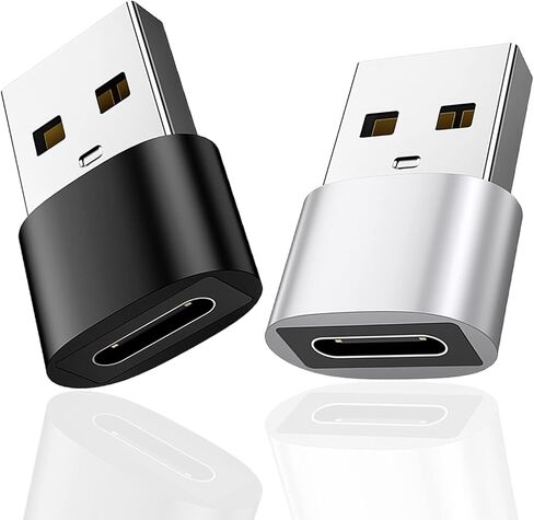 محول USB C (أنثى) إلى USB (ذكر) 2 حزمة، USB C إلى USB A محول تحويل موصل شحن سريع متوافق، أسود وفضي in Kuwait