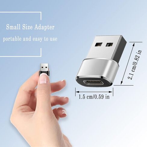 محول USB C انثى الى USB ذكر، عبوة من قطعتين، محول USB C الى USB محول تحويل موصل متوافق مع الشحن السريع، اسود وفضي in Kuwait