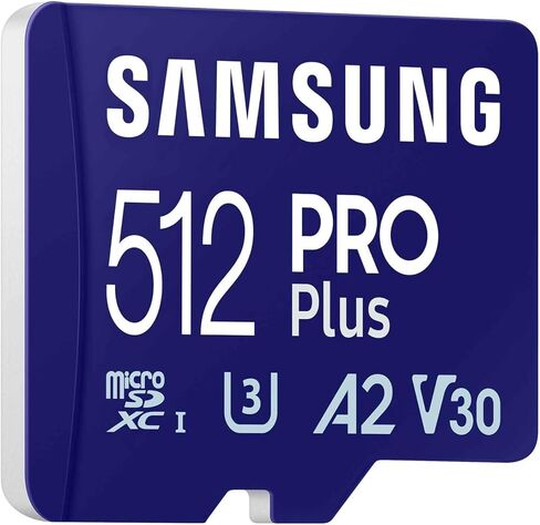 Samsung PRO Plus microSD Card + SD Adapter 512GB for Mobile Gaming on Smartphones, Tablets and Handheld Consoles, UHS-I U3, Full HD & 4K UHD, 180MB/s Read, 130MB/s Write, MB-MD512SA/EU in Kuwait