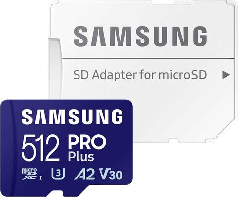 Samsung PRO Plus microSD Card + SD Adapter 512GB for Mobile Gaming on Smartphones, Tablets and Handheld Consoles, UHS-I U3, Full HD & 4K UHD, 180MB/s Read, 130MB/s Write, MB-MD512SA/EU in Kuwait