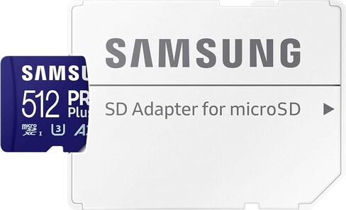 Samsung PRO Plus microSD Card + SD Adapter 512GB for Mobile Gaming on Smartphones, Tablets and Handheld Consoles, UHS-I U3, Full HD & 4K UHD, 180MB/s Read, 130MB/s Write, MB-MD512SA/EU in Kuwait