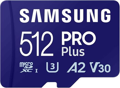 Samsung PRO Plus microSD Card + SD Adapter 512GB for Mobile Gaming on Smartphones, Tablets and Handheld Consoles, UHS-I U3, Full HD & 4K UHD, 180MB/s Read, 130MB/s Write, MB-MD512SA/EU in Kuwait