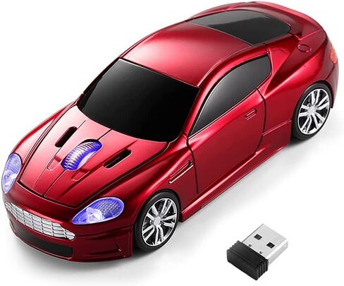 Wireless Sports Car Mouse, 3D Optical Mouse for Desktop Laptop PC Computer Mouse, LED Light 2.4GHz 1000DPI Mice for MD (Gray) in Saudi Arabia