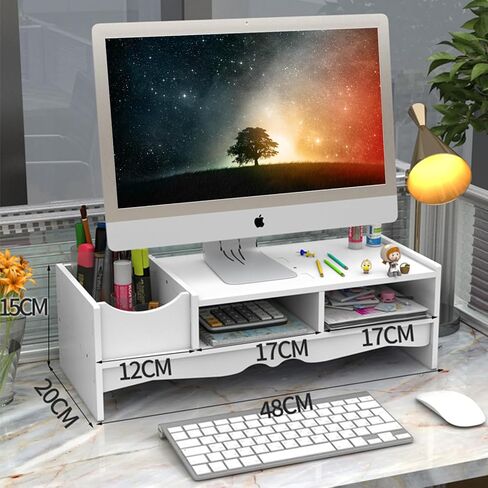 KUAIYU Monitor Riser, Monitor Stand, Monitor Stand for Desk, White Computer Monitor Stand, Monitor Stand Riser Shelf with Organizer, Compatible Computer, Desktop,Laptop. (5.9 inches) in Kuwait