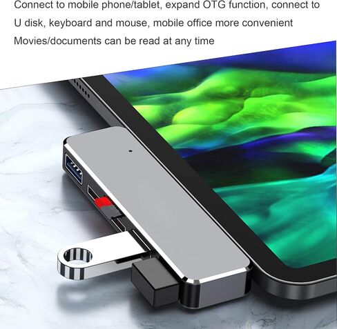 موزع USB C، محطة توصيل متعددة المنافذ 5 في 1 من النوع C الى الذاكرة/بطاقة التخزين/محول USB3.0 TF/SD فتحة بطاقة مزدوجة بروتوكول SD3.0 سرعة قراءة تبلغ حوالي 480 ميجابت لكل ثانية من التوصيل والقراءة in Kuwait