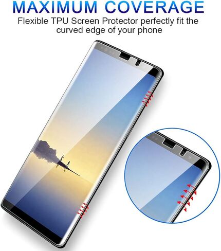 جراب واقي شاشة من 3 قطع من هاتشي، متوافق مع سامسونج جالاكسي نوت 8، غشاء مرن من البولي يوريثان، تغطية كاملة، أداة محاذاة، جراب واقي شفاف عالي الدقة لهاتف سامسونج جالاكسي نوت 8 in Kuwait
