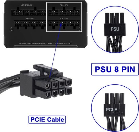 كابل Funtin Male to Male PCIE (أسود B لـ Corsair PSU) in Kuwait