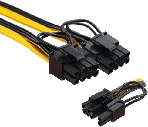 2 قطعة بطاقة فيديو جرافيك مزدوجة PCI-E 8pin 6 + 2pin لتقوم بها بنفسك وصلة كابل الطاقة الفاصل لأداة تعدين Bitcoin Litecoin 12AWG + 18AWG in Kuwait