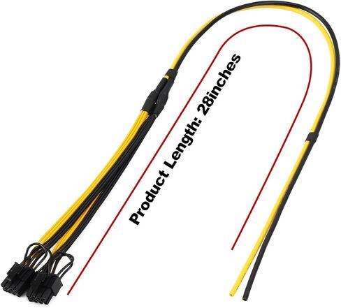 2 قطعة بطاقة فيديو جرافيك مزدوجة PCI-E 8pin 6 + 2pin لتقوم بها بنفسك وصلة كابل الطاقة الفاصل لأداة تعدين Bitcoin Litecoin 12AWG + 18AWG in Kuwait