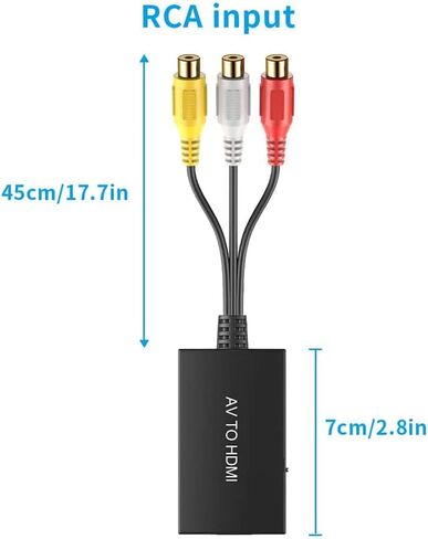 محول MythGeek RCA إلى HDMI، يدعم 1080P PAL/NTSC، متوافق مع مشغلات PS one، PS2، PS3، STB، Xbox، VHS، VCR، Blue-Ray DVD in Kuwait