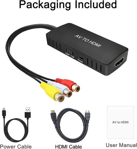 محول MythGeek RCA إلى HDMI، يدعم 1080P PAL/NTSC، متوافق مع مشغلات PS one، PS2، PS3، STB، Xbox، VHS، VCR، Blue-Ray DVD in Kuwait