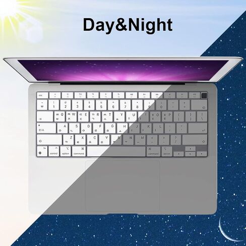 Korean Silicone Keyboard Cover for MacBook Latest Air 13.3" 13" 2020 with M1 Processor (Model A2337) Touch ID Compatible with MacBook Air 13 A2179 Keyboard Protector Skin (Black) in Saudi Arabia