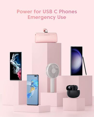 شاحن Kuulaa المحمول USB C باور بانك 4500 مللي أمبير في الساعة، شاحن هاتف محمول صغير يعمل بنظام Android، قابس مدمج في حزمة بطارية محمولة متوافق مع Samsung Galaxy، Moto، LG، Pixel (مخرج النوع C فقط) أرجواني in Saudi Arabia