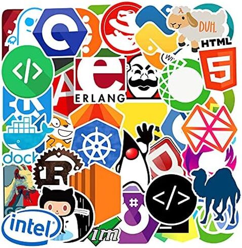 ملصقات برمجة للكمبيوتر 101 قطعة من الفينيل المقاوم للماء لتزيين اللابتوب ولوح التزلج ملصقات كاواي لطيفة للبالغين in Kuwait