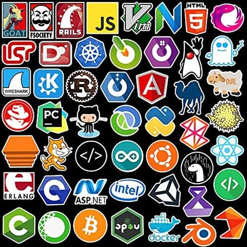 ملصقات برمجة للكمبيوتر 101 قطعة من الفينيل المقاوم للماء لتزيين اللابتوب ولوح التزلج ملصقات كاواي لطيفة للبالغين in Kuwait