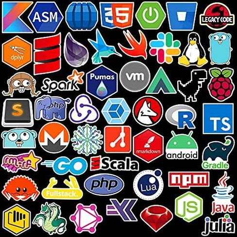 ملصقات برمجة للكمبيوتر 101 قطعة من الفينيل المقاوم للماء لتزيين اللابتوب ولوح التزلج ملصقات كاواي لطيفة للبالغين in Kuwait
