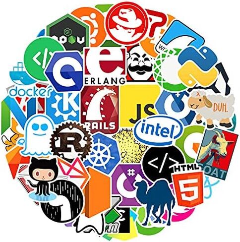 ملصقات برمجة للكمبيوتر 101 قطعة من الفينيل المقاوم للماء لتزيين اللابتوب ولوح التزلج ملصقات كاواي لطيفة للبالغين in Kuwait