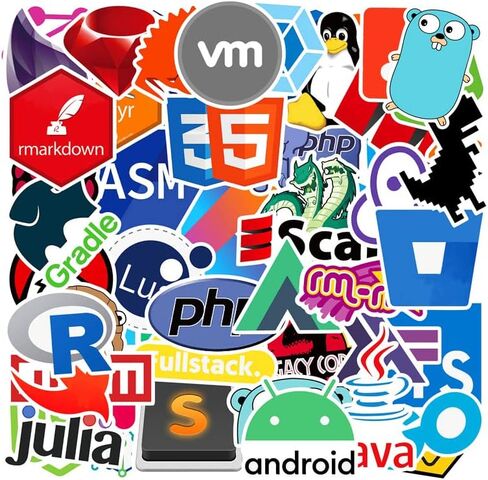 ملصقات برمجة للكمبيوتر 101 قطعة من الفينيل المقاوم للماء لتزيين اللابتوب ولوح التزلج ملصقات كاواي لطيفة للبالغين in Kuwait