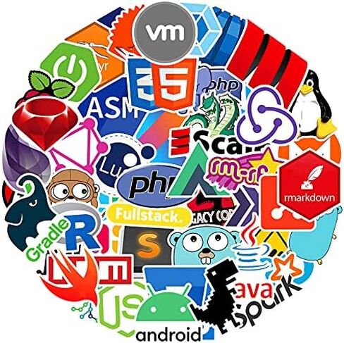 ملصقات برمجة للكمبيوتر 101 قطعة من الفينيل المقاوم للماء لتزيين اللابتوب ولوح التزلج ملصقات كاواي لطيفة للبالغين in Kuwait