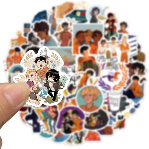 ملصقات بيرسي جاكسون | 50 قطعة من ملصقات الفينيل المقاومة للماء لديكور بضائع بيرسي جاكسون لأجهزة الكمبيوتر المحمول ولوح التزلج وزجاجات المياه - هدايا بيرسي جاكسون للأطفال والمراهقين والبالغين in Kuwait