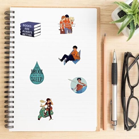 ملصقات بيرسي جاكسون | 50 قطعة من ملصقات الفينيل المقاومة للماء لديكور بضائع بيرسي جاكسون لأجهزة الكمبيوتر المحمول ولوح التزلج وزجاجات المياه - هدايا بيرسي جاكسون للأطفال والمراهقين والبالغين in Kuwait