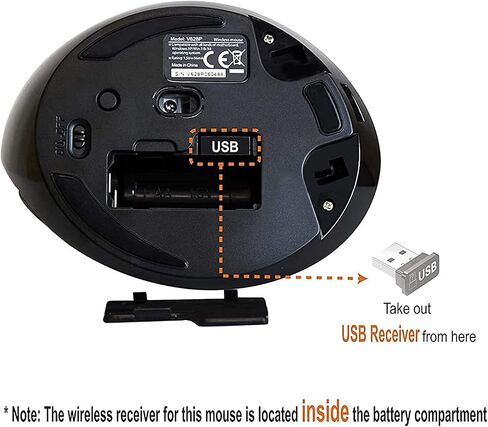 J-Tech Digital Wireless Ergonomic Vertical USB Mouse with Adjustable Sensitivity (600/1000/1600 DPI), Scroll Endurance, Removable Palm Rest & Thumb Buttons [V628P] in Kuwait