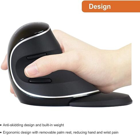 J-Tech Digital Wireless Ergonomic Vertical USB Mouse with Adjustable Sensitivity (600/1000/1600 DPI), Scroll Endurance, Removable Palm Rest & Thumb Buttons [V628P] in Kuwait