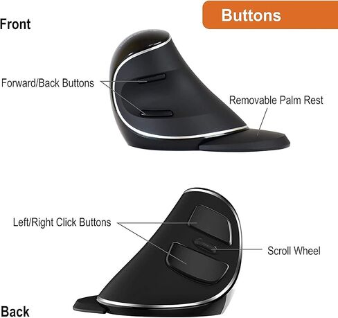 J-Tech Digital Wireless Ergonomic Vertical USB Mouse with Adjustable Sensitivity (600/1000/1600 DPI), Scroll Endurance, Removable Palm Rest & Thumb Buttons [V628P] in Kuwait