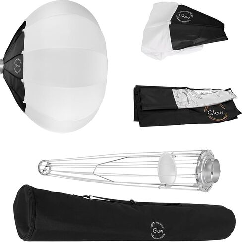 Glow 25" Quick Ball Lantern Softbox with Deflection Disk, Skirt Set and Bowens Mount Softbox Speed Ring, Omnidirectional Lighting Soft Box with Translucent White Fabric for Portrait Photography in Saudi Arabia