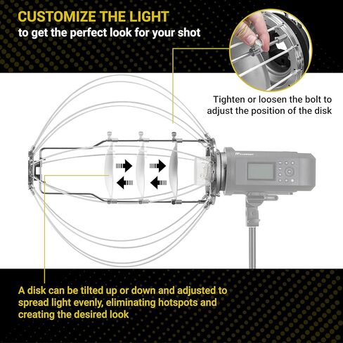 Glow 25" Quick Ball Lantern Softbox with Deflection Disk, Skirt Set and Bowens Mount Softbox Speed Ring, Omnidirectional Lighting Soft Box with Translucent White Fabric for Portrait Photography in Saudi Arabia