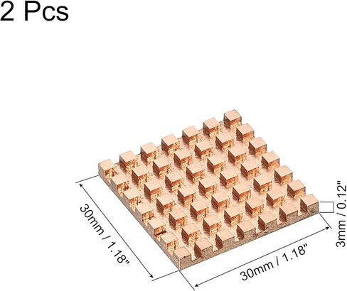 MECCANIXITY Heatsink Kit Pure Copper 30x30x3mm for IC Chip MOS Memory Heat Dissipation with Thermal Pads Pack of 2 in Saudi Arabia