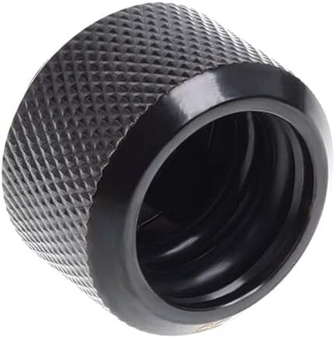 Alphacool 17379 Eiszapfen 16mm HardTube Compression Fitting G1/4 - knurled - deep Black Sixpack Water Cooling Fittings in Saudi Arabia